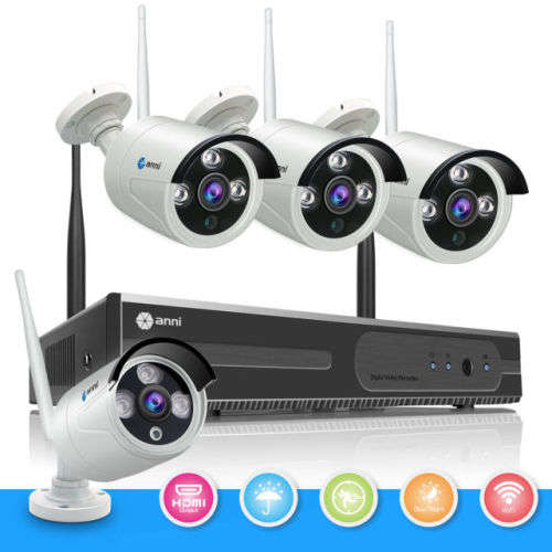 ANNI 720P 1.0MP 4CH HDMI DVR WiFi CCTV Home IR Wireless Security Camera System