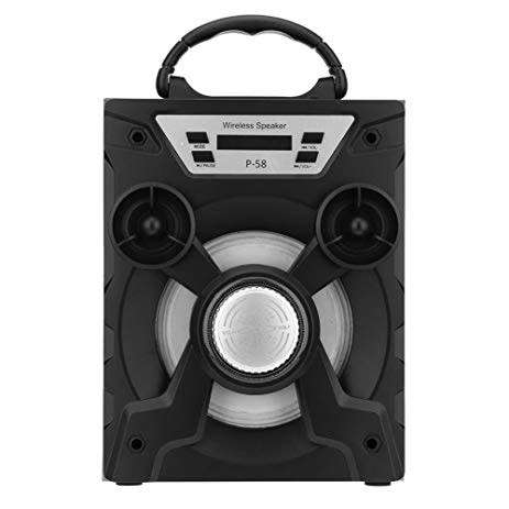 P-58 Bluetooth Speaker Portable Wireless Speaker with USB/TF/AUX/FM Radio