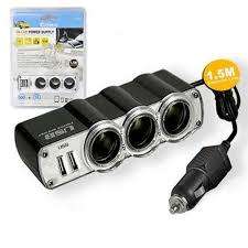Triple socket with 2xUSB car charger
