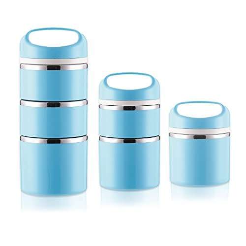3 Layer Tier Stainless Steel Thermal Insulated Stackable Lunch Box Bento Food