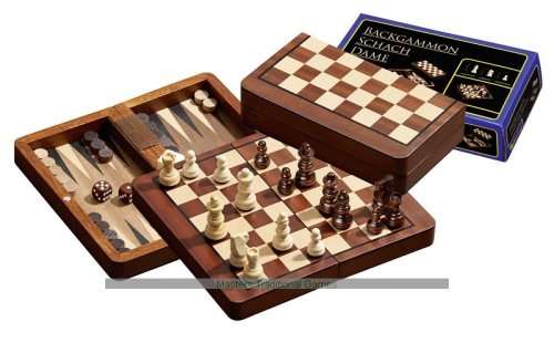 Chess, Backgammon & Checkers Travel Set (29cm)