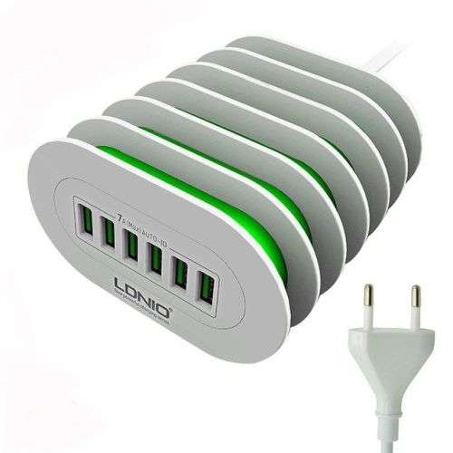LDNIO 6 Port USB Charger Hub - Green & White