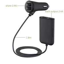 C80 Car Charger 48W 9.6A 4-port USB Car Cable Socket Charger Cables