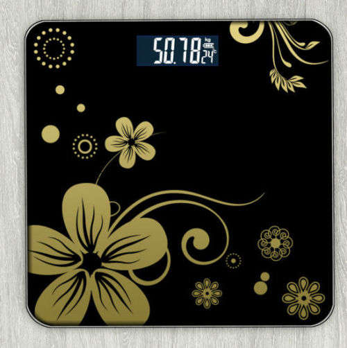 Glass Bathroom Scale Flower patterns