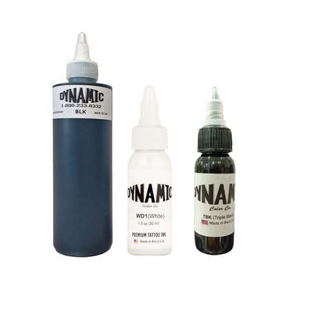 Dynamic Ink 3-Pack BLK 240ML, TBK 30ML, WD1 30ML Tattoo Inks