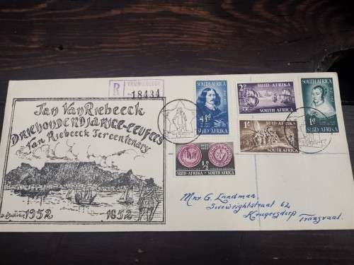 1952 South Africa Tercentenary Van Riebeeck Private FDC.