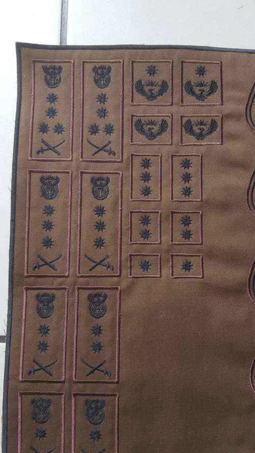 SADF SANDF embroided Nutria sample ranks and patches sheet very unique item to have