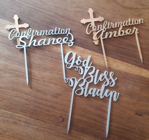Custom Cake topper Confermation, Birthday, God Bless, Batism etc.