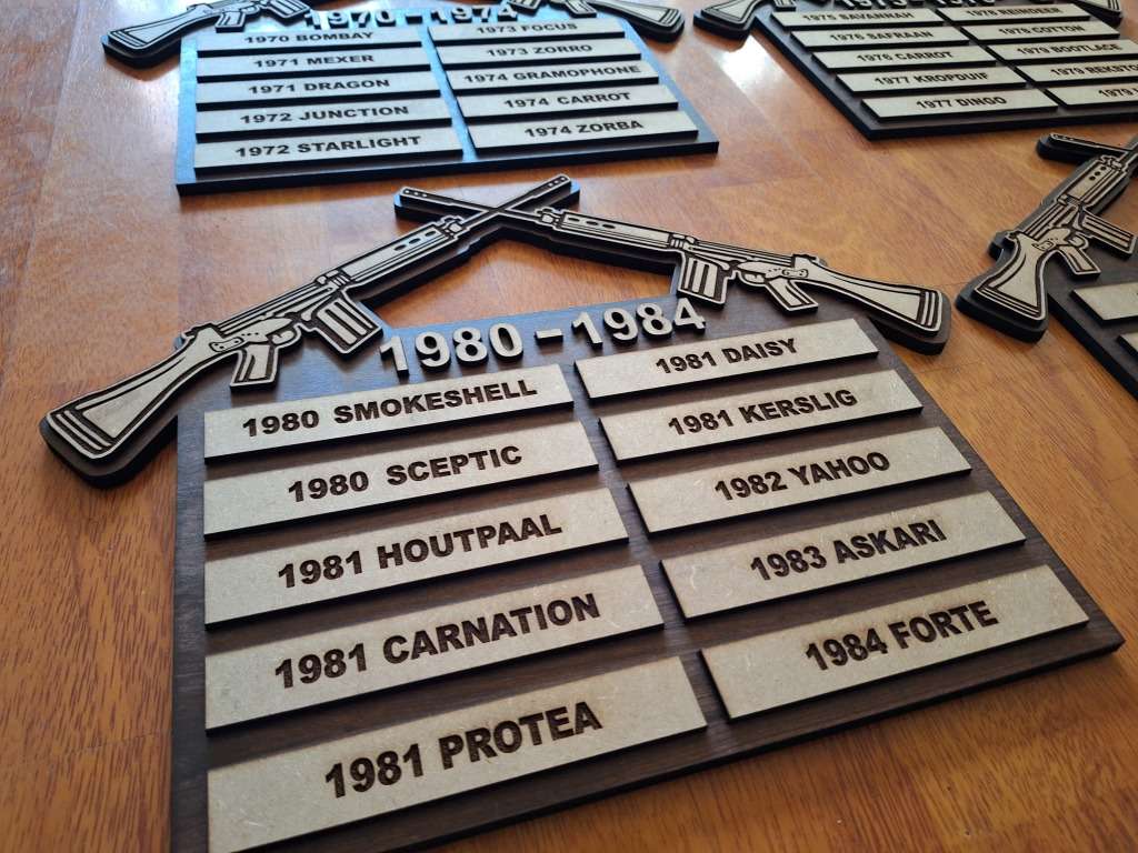 SADF set of OPS display plaques from 66 - 89