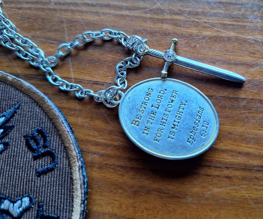 Saint Micheal Protect Us patch and necklace set