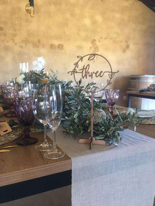 Wedding table numbers stand per stand