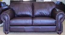 GENUINE FULL GRAIN MOCCA BROWN LEATHER COUCH 2.5 SEATER