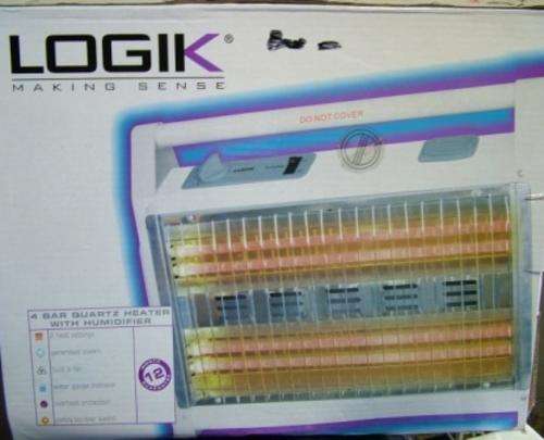 LOGIK 4 BAR QUARTZ HEATER AND HUMIDIFIER **USED AS DISPLAY** in original box
