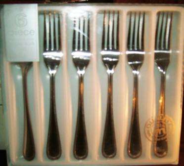 6 PIECE STAINLESS STEEL TABLE FORK SET (HIGHLY POLISHED STAINLESS STEEL)