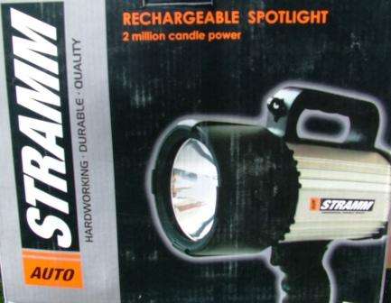 STRAMM RECHARGEABLE SPOTLIGHT  WITH CHARGERS : 2 MILLION CANDLE POWER BEAM