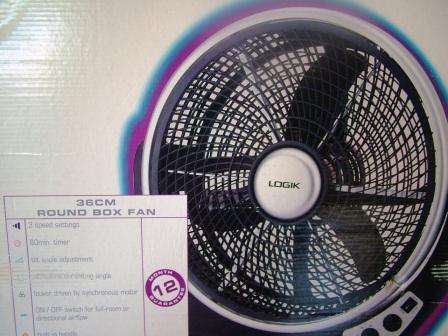 LOGIK 36CM ROUND BOX FAN*USED AS DISPLAY* GOOD AS NEW