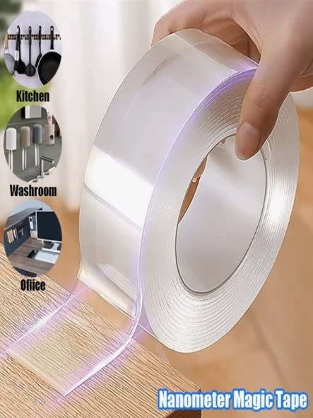 Transparent Nano-tape Washable Reusable Double-Sided Tape Adhesive Nano Traceless (10m)