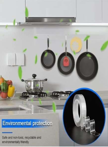 Transparent Nano-tape Washable Reusable Double-Sided Tape Adhesive Nano Traceless (10m)
