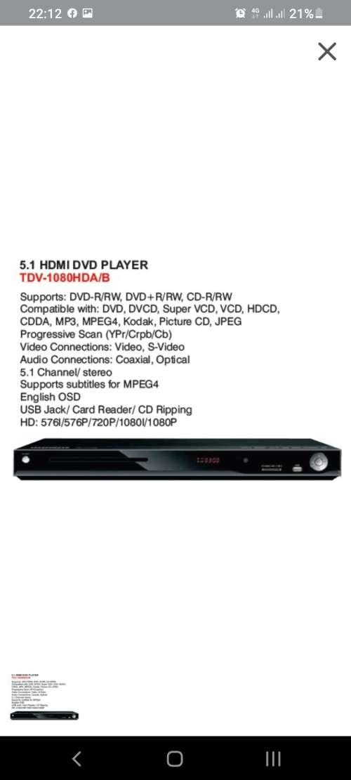 Dvd player telefunken hdmi