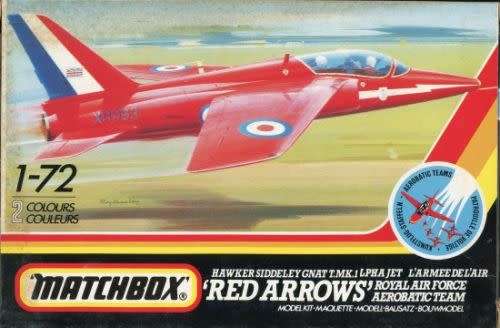 Matchbox Model, GNAT MK T1 Red Arrow Hawker Siddeley RAF Aerobatic Team Rare VINTAGE
