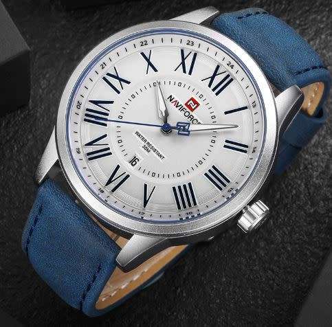 NAVIFORCE Men Sports Watches Men's Army Military Leather Quartz Watch - WATER RESISTANT