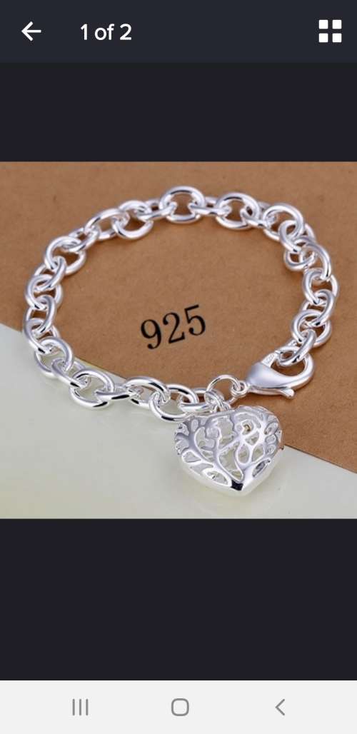 New 925 Sterling Silver Heart Shape Chain Bracelet!!