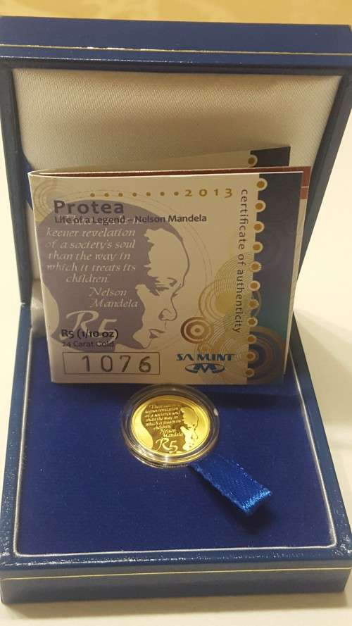 PROTEA LIFE OF A LEGEND  2013 R5  1/10 OZ 24 CARAT