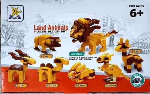 Toy building blocks .,  6 in1 land animal set
