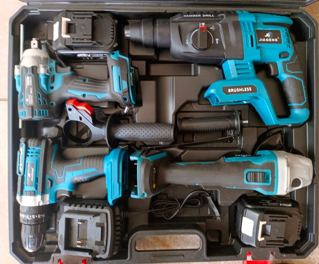 48V Lithium-Ion 4-in-1 Cordless Brushless Drill & Angle Grinder Tools Set