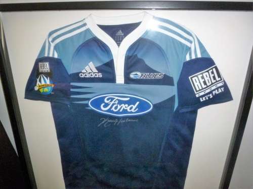 Blues Rugby Jersey signed by Keven Mealamu framed **Price Lowered!**