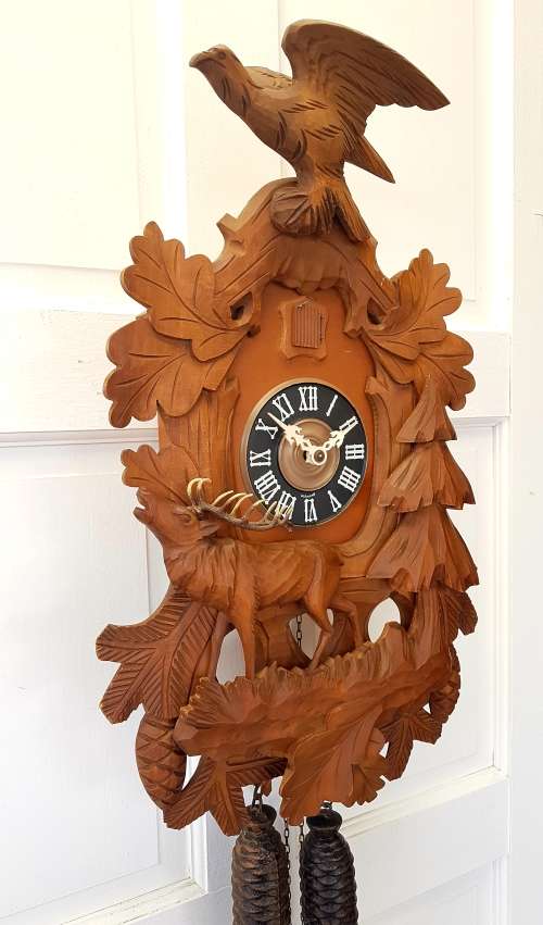 Eagle Deer Forest Scene Cuckoo Clock
