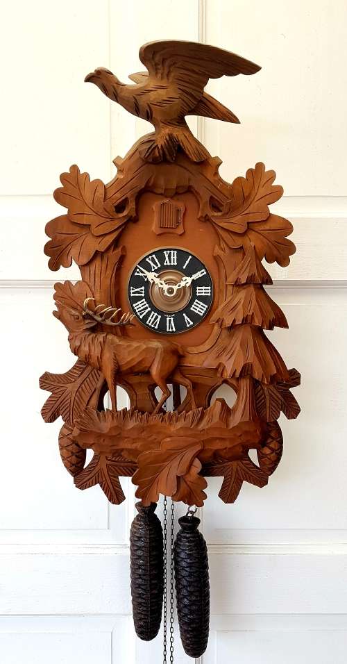 Eagle Deer Forest Scene Cuckoo Clock