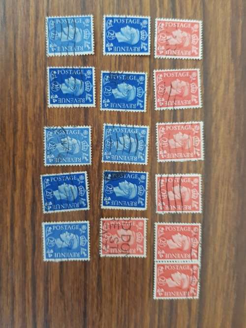 Numerous 1900's King George VI 2 and a half  penny stamps,used, singles and block.