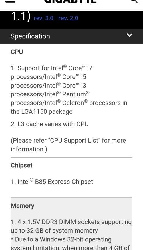 GYGABYTE GA-B85M-DS3H Motherboard