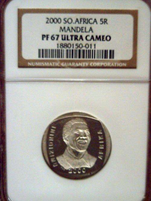 RARE !!! PF67 ULTRA CAMEO MANDELA 2000 R5 NGC GRADED
