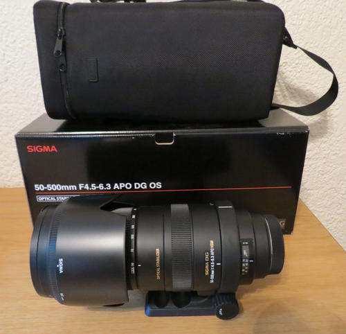 Sigma 50-500mm F4.5-6.3 APO DG OS HSM Lens for Canon with extra's