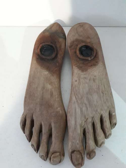 Carved Wood Pair Feet