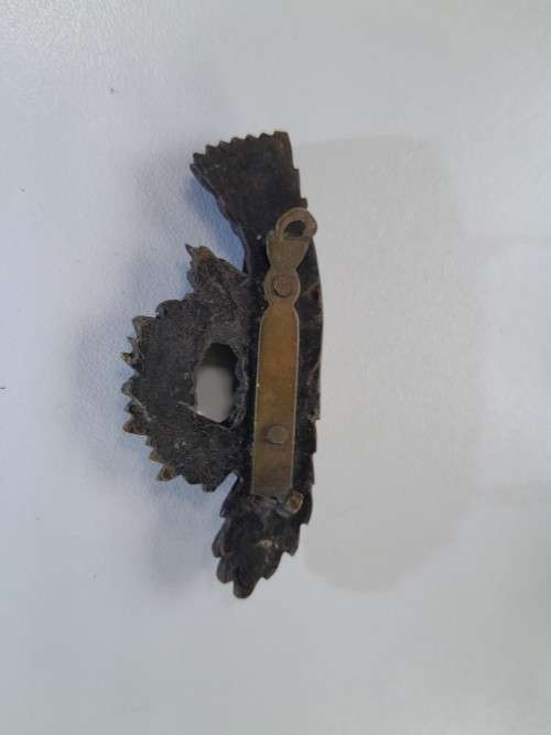 Victorian JET Mourning Pin Hand Holding Flowers Brooch