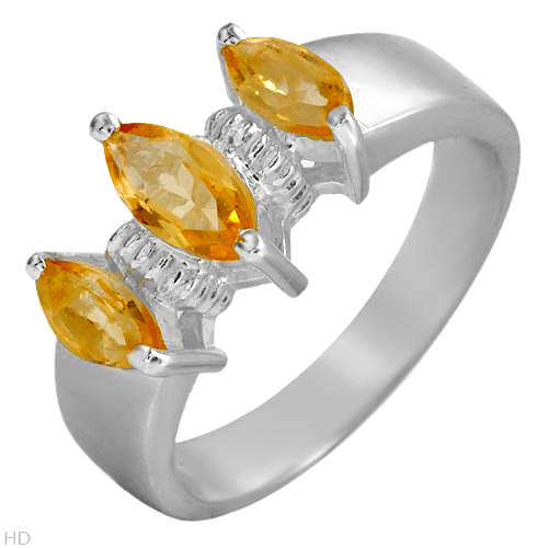 **R1650** Dazzling Three-stone Ring. With 1.10ctw Genuine Citrines. Designed in 925 Sterli [M6]