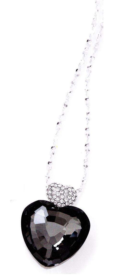 Black Diamond and Clear Czechoslovakian Crystal Pendant