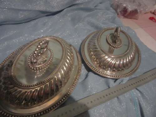 Extra FIne ;  Matching  set 2 silver plate entree covered dishes