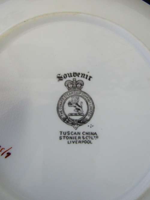 Cunard Steam ship Souvenir items - Mini tea set  - with full provenance stamps ( Nautical History)