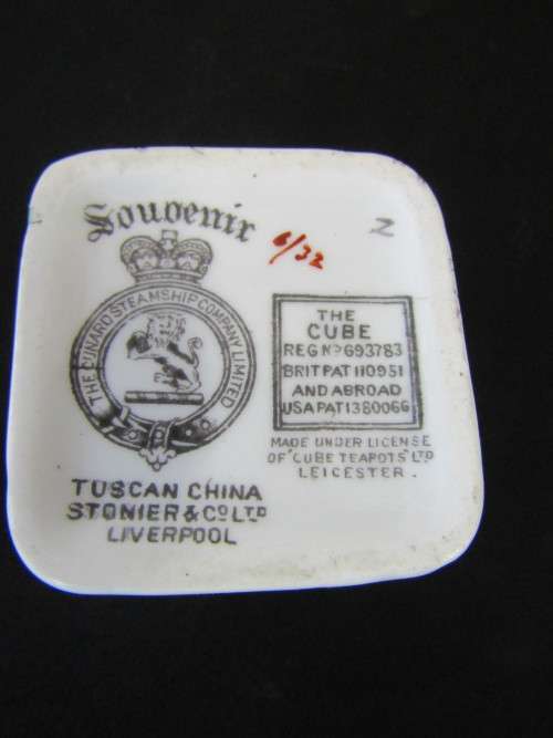 Cunard Steam ship Souvenir items - Mini tea set  - with full provenance stamps ( Nautical History)