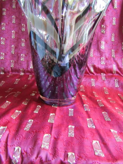 Lovely Handmade Tissue styled Aubergine Colored Art glass Vase