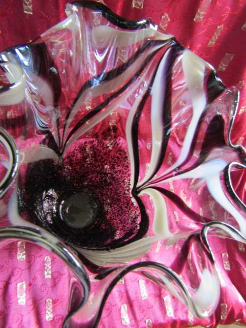 Lovely Handmade Tissue styled Aubergine Colored Art glass Vase