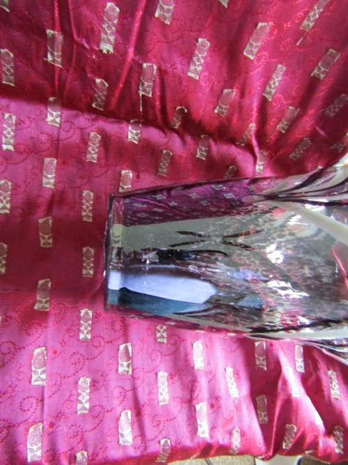 Lovely Handmade Tissue styled Aubergine Colored Art glass Vase