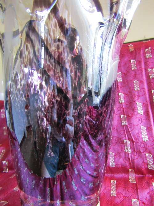 Lovely Handmade Tissue styled Aubergine Colored Art glass Vase