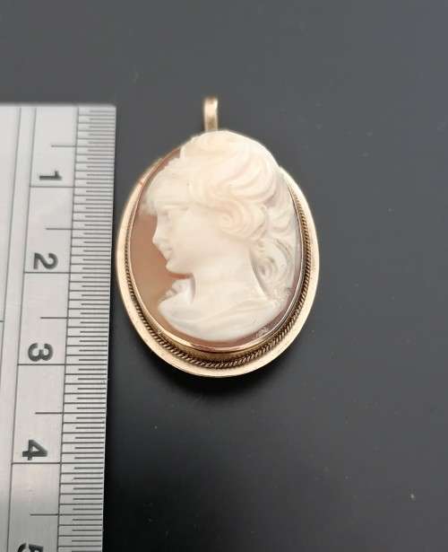 A Lovely 14K Gold Pendant /Brooch Cameo