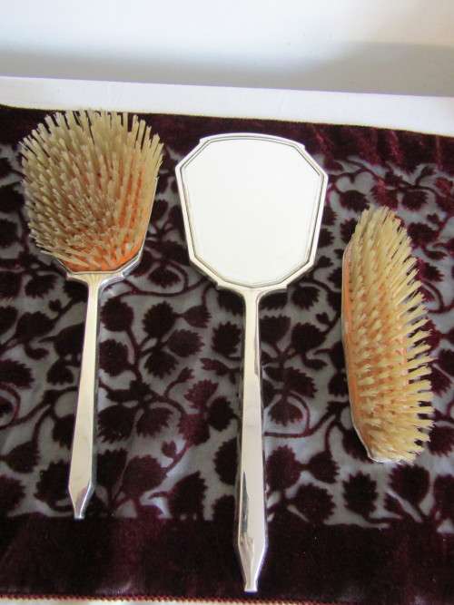 A Sterling Silver  Art deco dressing Table Set