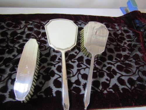 A Sterling Silver  Art deco dressing Table Set